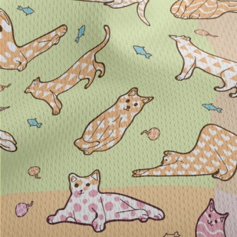 Cats With Various Colored Patt Athletic Mesh Flat Back