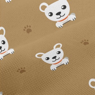 White Cute Puppy With Footprin Performance Linen