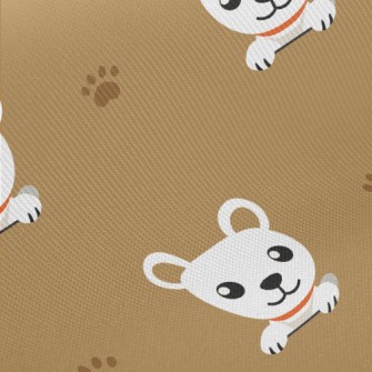 White Cute Puppy With Footprin Twill