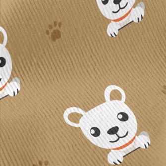 White Cute Puppy With Footprin Standard Corduroy