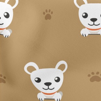 White Cute Puppy With Footprin Stretch Ponte