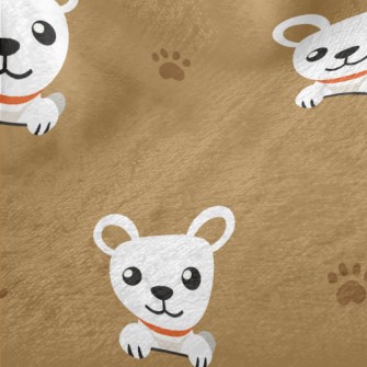 White Cute Puppy With Footprin Minky