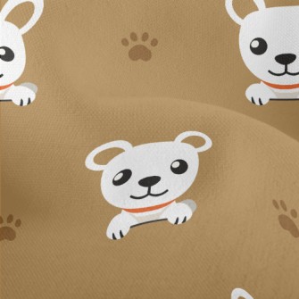White Cute Puppy With Footprin Lightweight Performance Linen