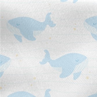 Water Blue Gentle Whale Jersey Backed Fleece