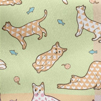 Cats With Various Colored Patt Jersey Backed Fleece