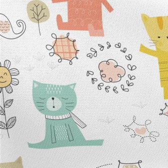 Colorful Playing Cats Pongee