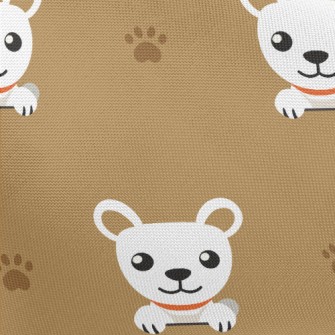 White Cute Puppy With Footprin Pongee