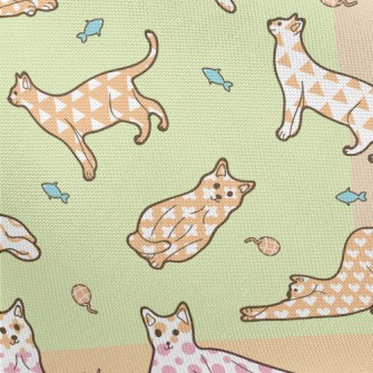 Cats With Various Colored Patt Pongee