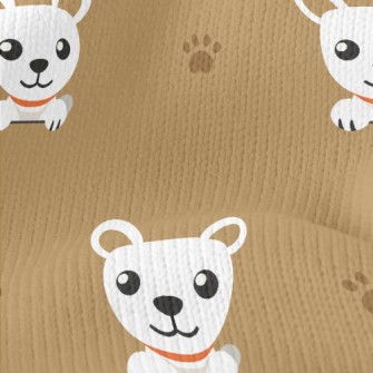 White Cute Puppy With Footprin Stretch Jersey