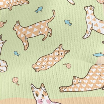 Cats With Various Colored Patt Stretch Jersey