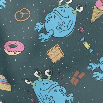 Space Alien With Candy Lightweight Cotton Poplin