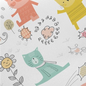 Colorful Playing Cats Midweight Cotton Poplin