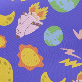 Flying Into Space Rocket And O Midweight Cotton Poplin