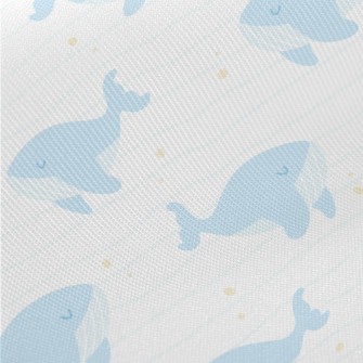 Water Blue Gentle Whale Midweight Cotton Poplin