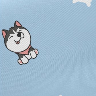 Cute Husky Sticking Out Tongue Midweight Cotton Poplin