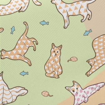 Cats With Various Colored Patt Midweight Cotton Poplin