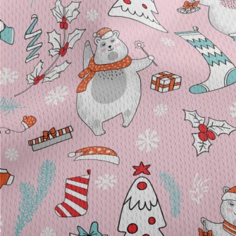 Cute Scarf Polar Bear Athletic Mesh Flat Back