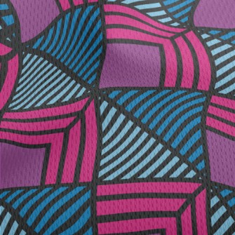 Geometric Square Stripes Athletic Mesh Flat Back