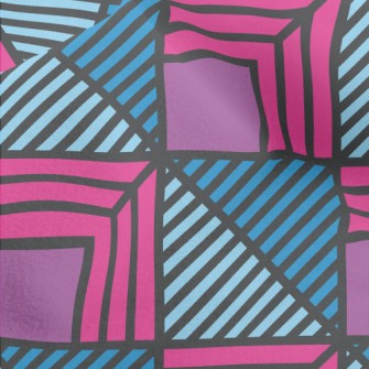 Geometric Square Stripes Micro Fleece