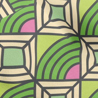 Square Curved Lines Micro Fleece