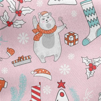 Cute Scarf Polar Bear Jersey Backed Fleece