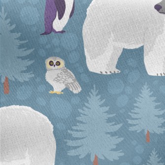 Polar Bear Penguin Owl Jersey Backed Fleece