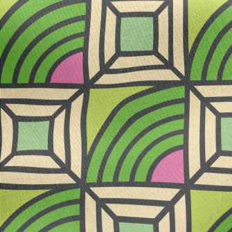 Square Curved Lines Jersey Backed Fleece