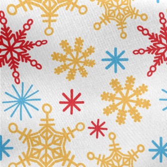 Shiny Tricolor Snowflakes Jersey Backed Fleece