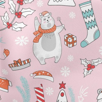 Cute Scarf Polar Bear Lightweight Cotton Poplin