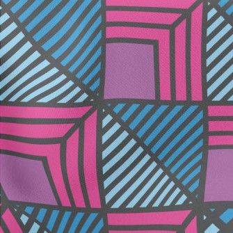 Geometric Square Stripes Lightweight Cotton Poplin