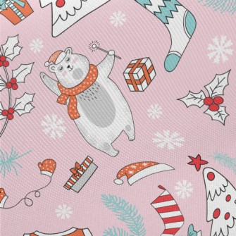 Cute Scarf Polar Bear Midweight Cotton Poplin