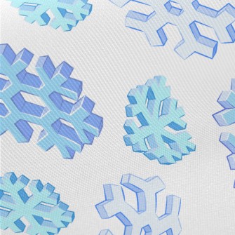 Realistic 3D Snowflakes Midweight Cotton Poplin