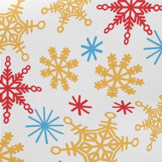Shiny Tricolor Snowflakes Midweight Cotton Poplin