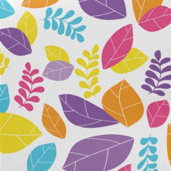 Bright Colorful Fallen Leaves Twill