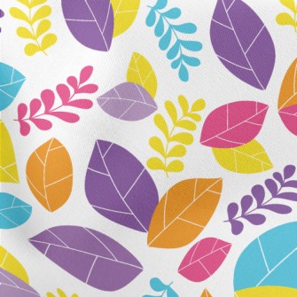 Bright Colorful Fallen Leaves Lightweight Cotton Poplin