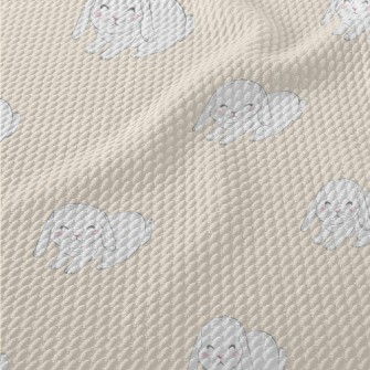 Hand Drawn White Pet Rabbit Birdseye Piqué