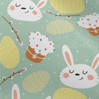 Cartoon Rabbit And Easter Eggs Chiffon