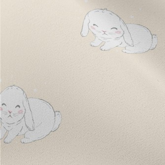 Hand Drawn White Pet Rabbit Chiffon