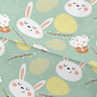 Cartoon Rabbit And Easter Eggs Waterproof Oxford