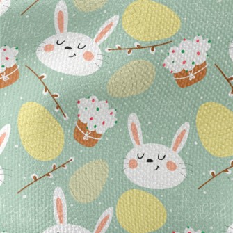 Cartoon Rabbit And Easter Eggs Waterproof Canvas