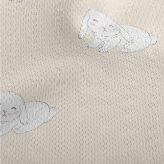 Hand Drawn White Pet Rabbit Athletic Mesh Flat Back