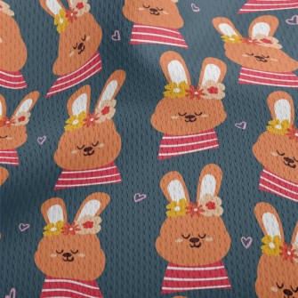 Orange Bunny Wearing A Flower  Athletic Mesh Flat Back