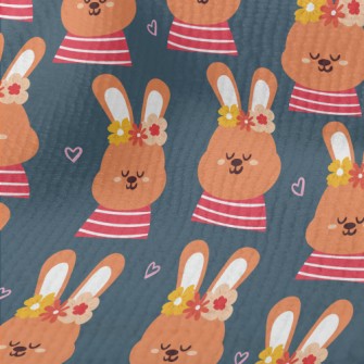 Orange Bunny Wearing A Flower  Terry