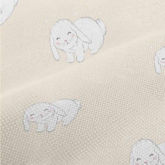 Hand Drawn White Pet Rabbit Performance Linen