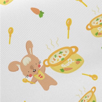 Cute Rabbit Cooking Farm Soup Twill