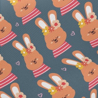 Orange Bunny Wearing A Flower  Twill