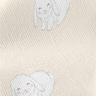 Hand Drawn White Pet Rabbit Standard Corduroy