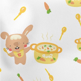Cute Rabbit Cooking Farm Soup Stretch Ponte