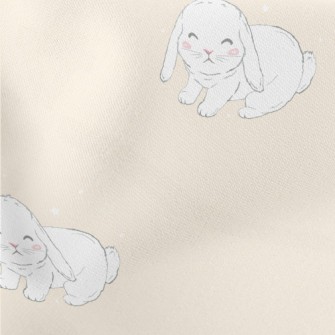 Hand Drawn White Pet Rabbit Stretch Ponte