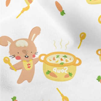 Cute Rabbit Cooking Farm Soup Micro Fleece